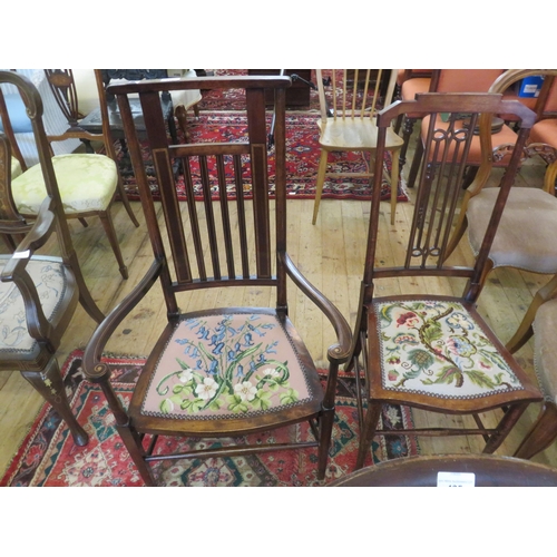 413 - Inlaid Mahogany Bedroom Chair and One Other