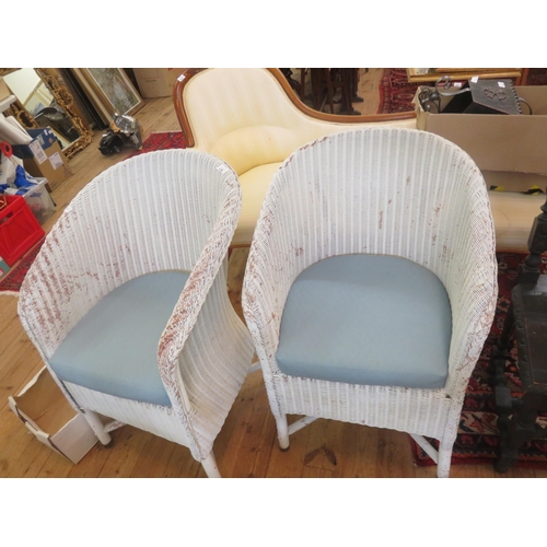 416 - Pair of White Painted Basket Chairs