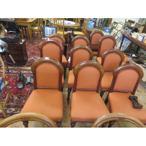 419 - Set of Ten Victorian Mahogany Framed and Upholstered Dining Chairs