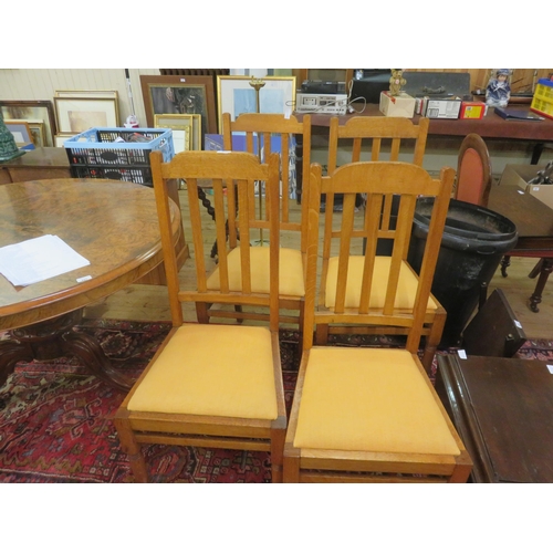 428 - Set of Four Light Oak Framed Dining Chairs