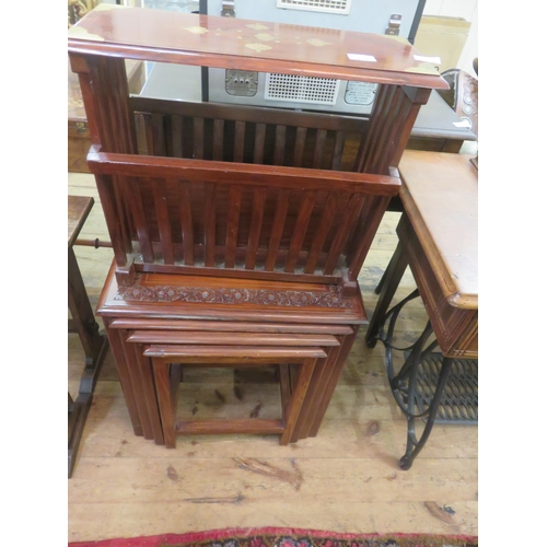 434 - Inlaid Nest of Four Tables and a Similar Magazine Rack