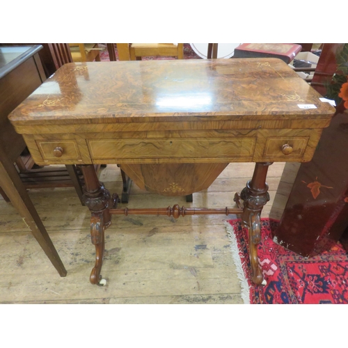 441 - Victorian Inlaid Walnut Liftover Card/Games Table