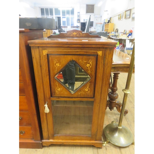 450 - Inlaid Rosewood Single Door Music Cabinet