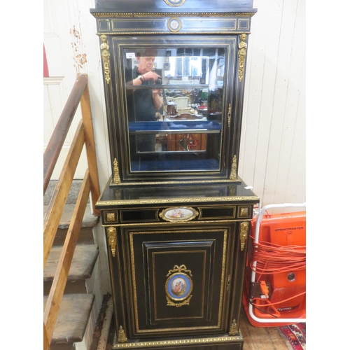 456 - 19th Century Ormolu Mounted Ebonised and Glazed Narrow Display Cabinet