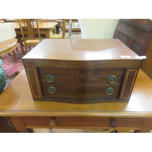 466 - Inlaid Mahogany Cutlery Box and Contents