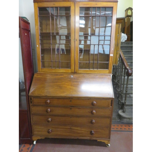 474 - Victorian Mahogany and Glazed Bureau Bookcase