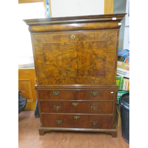 475 - Late 18th Century Walnut Secretaire Cabinet on Four Drawer Chest