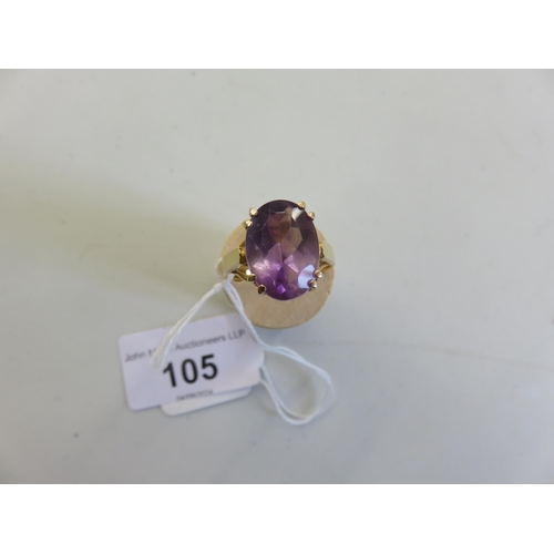 105 - 21ct Gold Dress Ring with Large Amethyst Stone