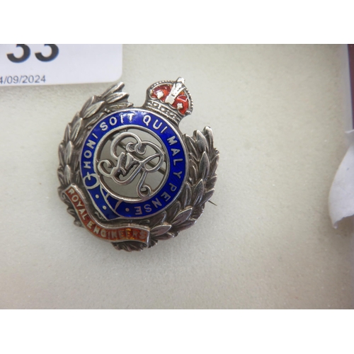 133 - Royal Engineers Silver and Enamelled Sweetheart Brooch