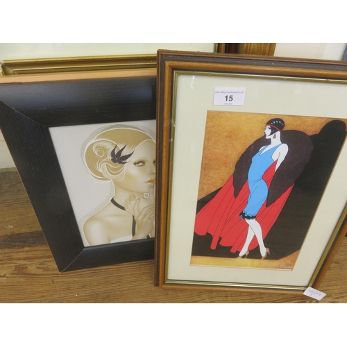 15 - Seven Framed Fashion Related Prints