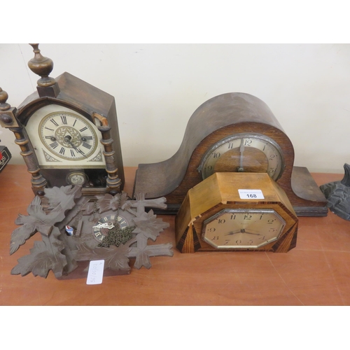 168 - Modern Cuckoo Clock and Three Mantel Clocks