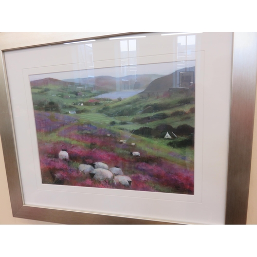 17 - Pair of Framed Pastels - Heather Sheep - and - At the End of the Road - artist Debbie Neill