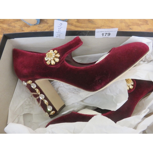 179 - Dolce & Gabbana Velvet Burgundy Shoes, size 39