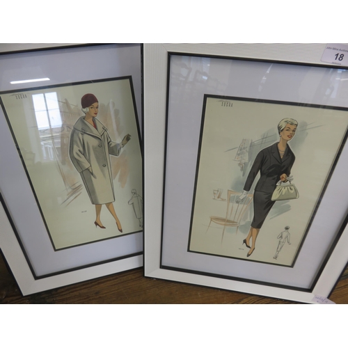 18 - Four Black and White Framed Original Lady's Couture Fashion Prints