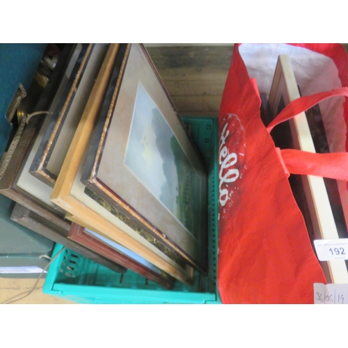 192 - Bag and Box of Pictures and Etchings