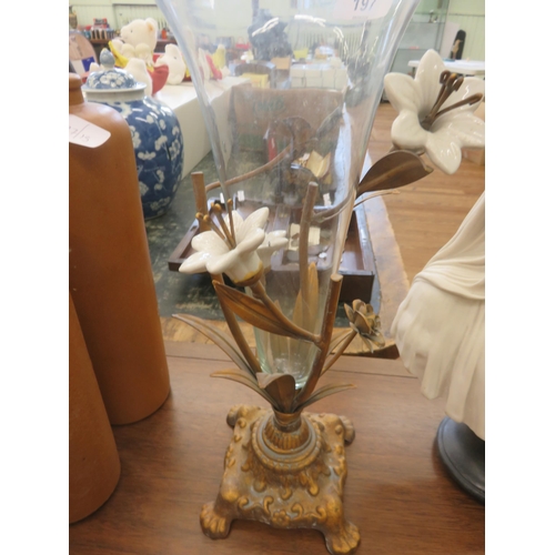 197 - Glass and Metal Flower Holder