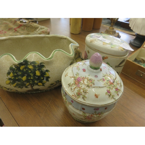 198 - Two lidded Jars and Decorative Bowl