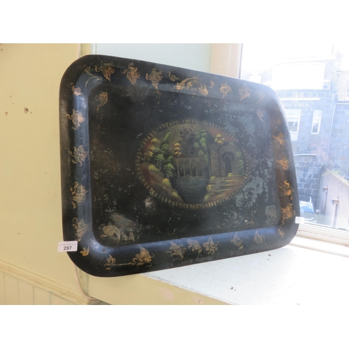 297 - Large painted Eastern style Metal Tray