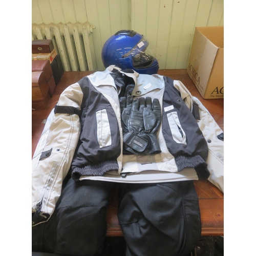 319 - Bellstaff Motorbike Jacket & Trousers (Large) with Blue Resin Suitcase