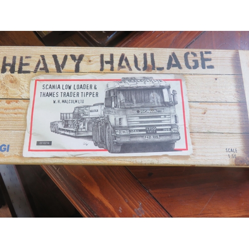 322 - Boxed Corgi Heavy Haulage Scania Low Loader and Thames Trader Tipper