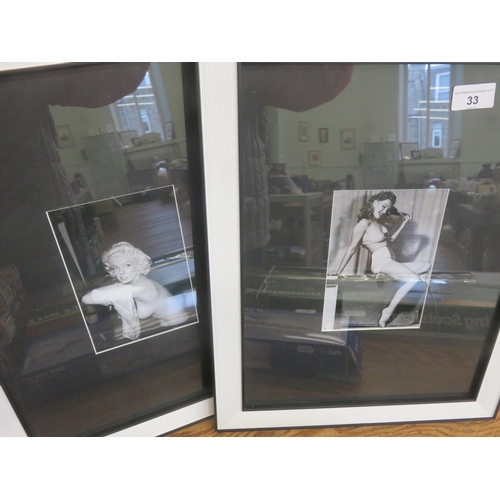 33 - Six Black and White Frames with Black Mounts - Photographs of Marilyn Monroe- Black and White Photog... 