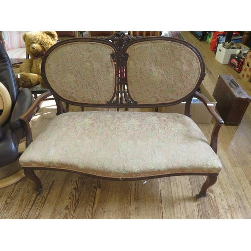 348 - Victorian Upholstered Two Seater Mahogany Sofa