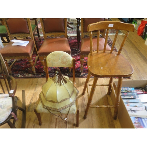 352 - Pig Skin Lampshade, Bar Stool and Child's Chair