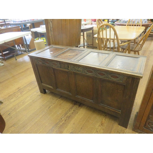 381 - Antique Carved Oak Coffer