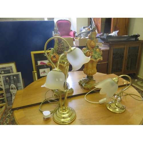 411 - Pair of Floral Table Lamps and Two Others