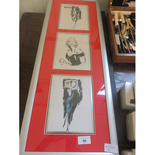 50 - Three Framed Sets of Coco Chanel Book Fashion Related Book Plates