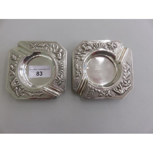 83 - Pair of Eastern Ashtrays - Stamped Sterling Silver