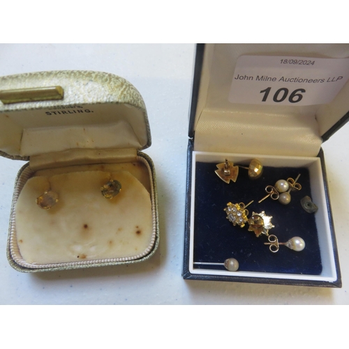 106 - Mixed lot of Gold and other Earrings