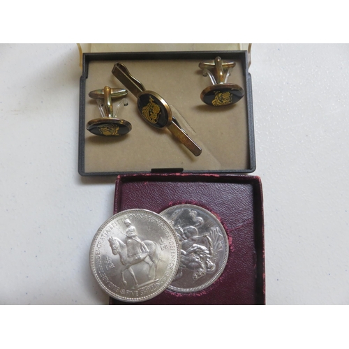 116 - Two Modern Crowns and Tie Pins and Cufflinks