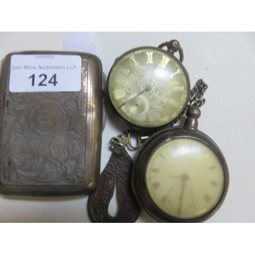 124 - One Silver Cigarette Case and Two Silver Pocket Watches