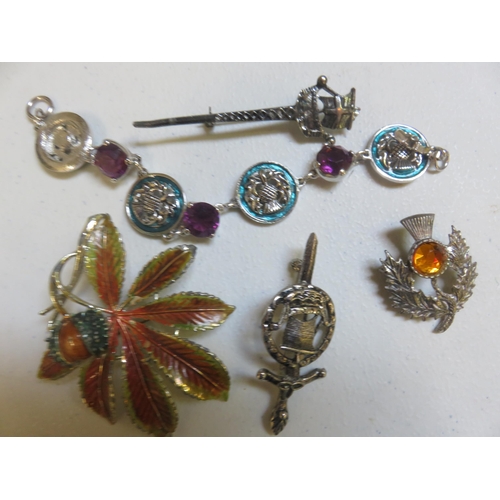 125 - Lot of Scottish Jewellery with Kilt Pin and Thistle Bracelet