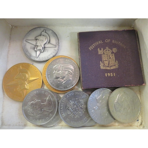 141 - Quantity of Modern Crowns and Festival of Britain Medallions