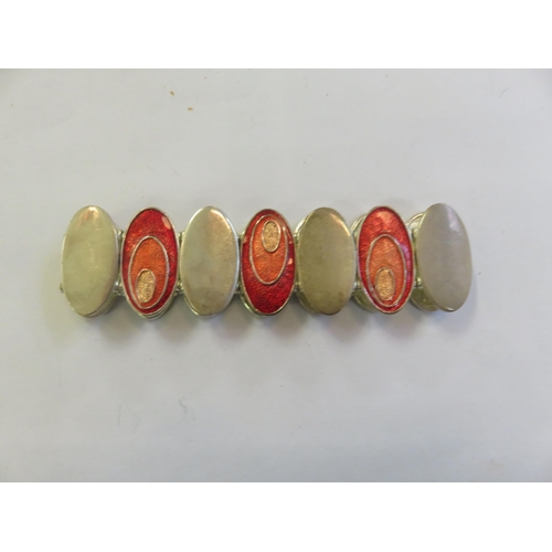 142 - Modern Red Enamelled Expanding Bracelet