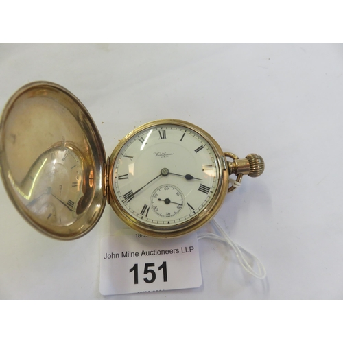 151 - 9ct. Gold Cased Full Hunter Waltham Pocket Watch