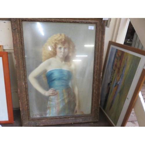 17 - Framed Pastel 3/4 length Portrait of a Young Woman, David Comba Adamson