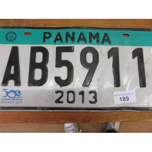 189 - Panama License Plate AB5911