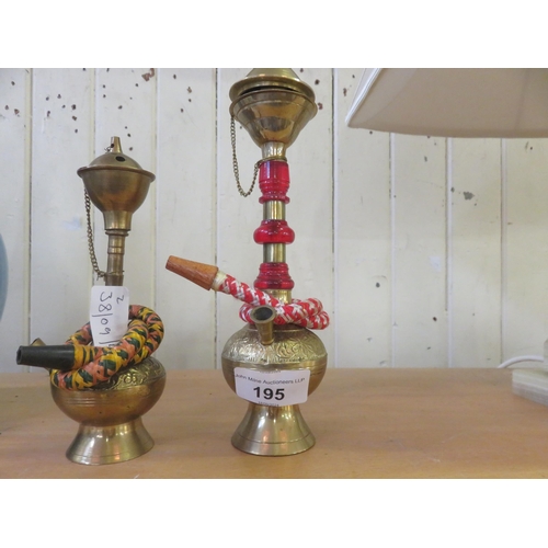 195 - Two Miniature Brass Hookahs