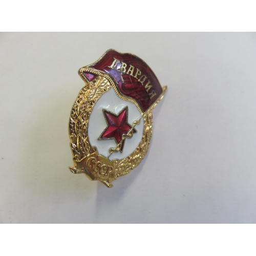 222 - Red Guards Badge. Brass, Screwback Type - hot-enamelled - From 1980's. Box Enclosed. Obsolete and Vi... 