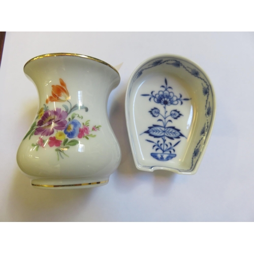 237 - Meissen Blue and White Spoon Dish and Small Meissen Vase