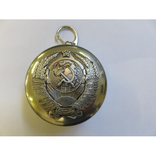 243 - Soviet Union Crest Collapse Cup with Key chain. (Stainless Steel)