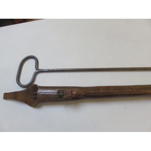 262 - Leather Cased Antique Chimney Cleaning Tool