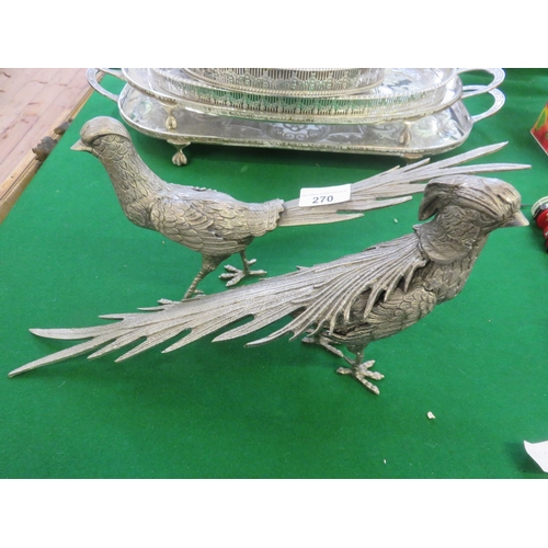 270 - Two White Metal Bird Figures