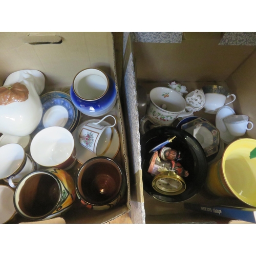 288 - Two boxes of Tea Ware, Clocks, Vases etc.