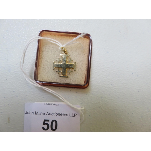 50 - 18ct. Gold Pendant stamped Jerusalem 2.4 grams