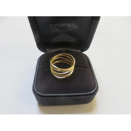 53 - Tiffany S Nave 18ct Yellow Gold Ring Size 8 US 5.7 grams