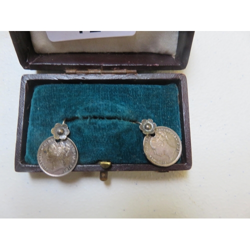 72 - Pair of Queen Victoria Threepence Earrings